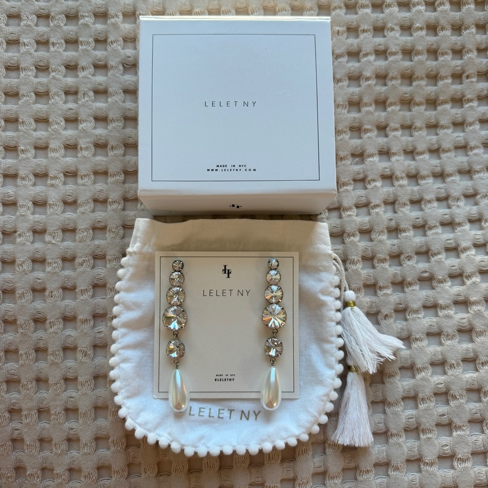 Lelet New York ATHENA PEARL AND CRYSTAL DROP EARRINGS